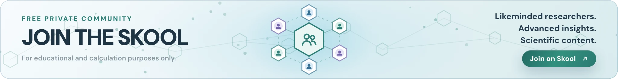 Join the Skool: a free private community for likeminded researchers, advanced insights and scientific content. For educational and calculation purposes only.